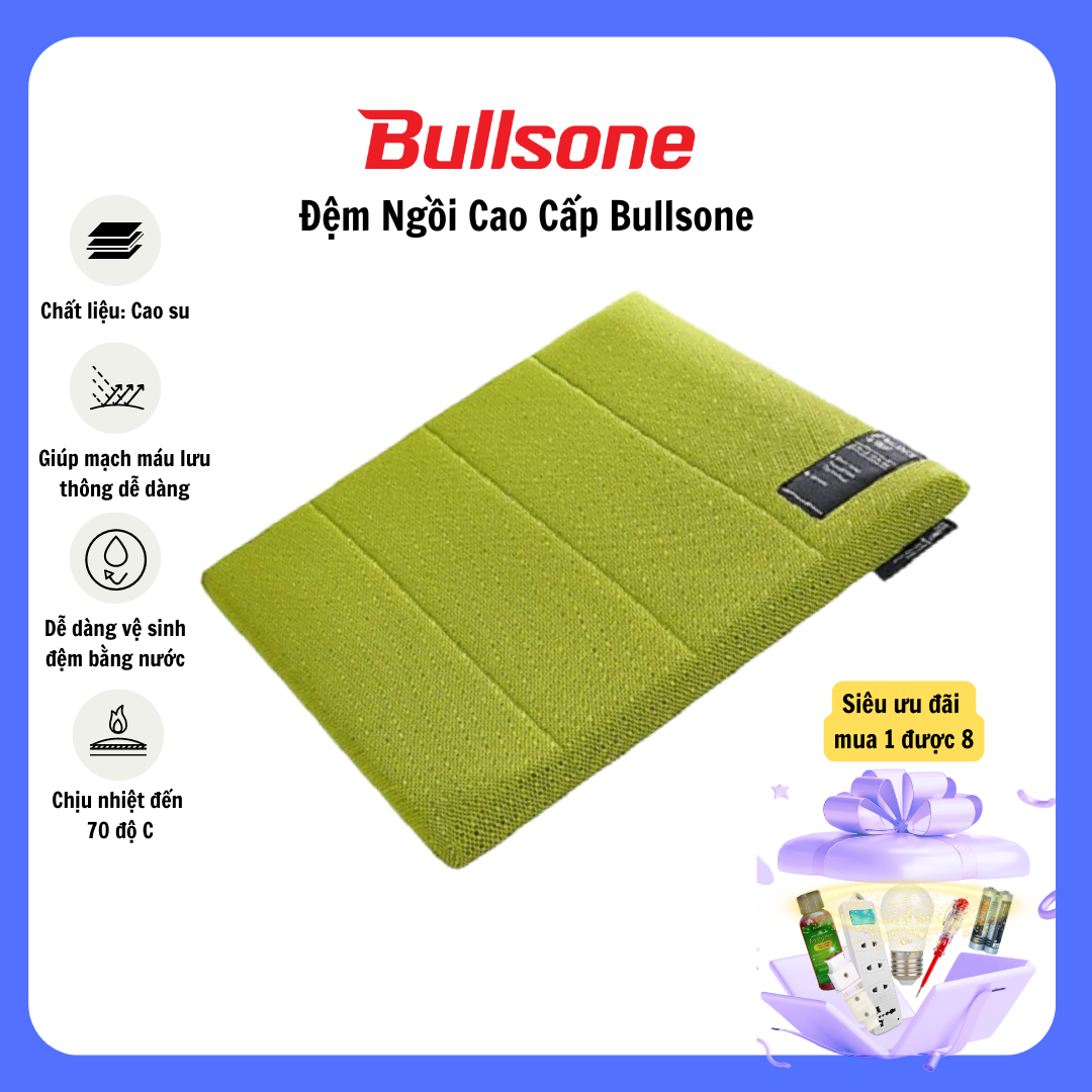 Đệm Ngồi Xe Hơi, Văn Phòng Cao Cấp Bullsone Size M - Màu Xanh