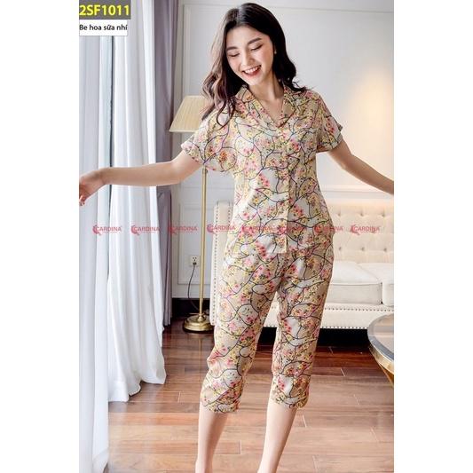 Đồ Bộ Pijama Nữ  Chất Lụa Satin Nhật Cao Cấp Họa Tiết Độc Đáo 2SF10