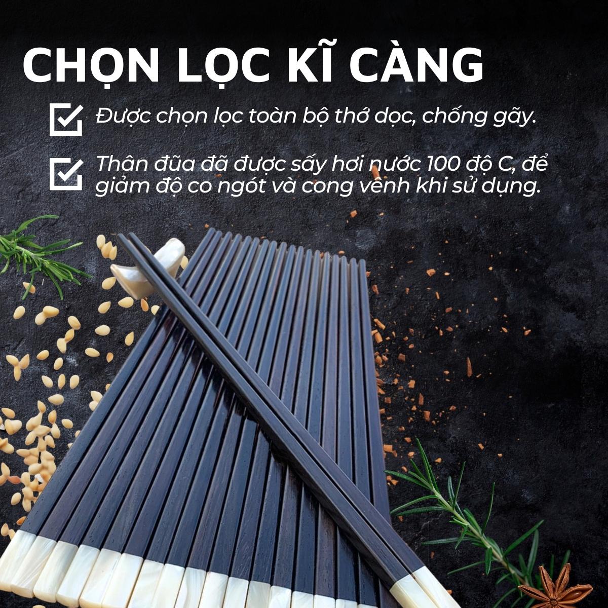 Bộ 10 đôi đũa gỗ trắc DandiHome cao cấp