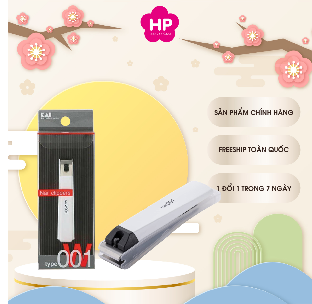 Bấm Móng Tay Type W001 Kai Razor 37411-KE0108 Cỡ Trung (Màu Trắng)