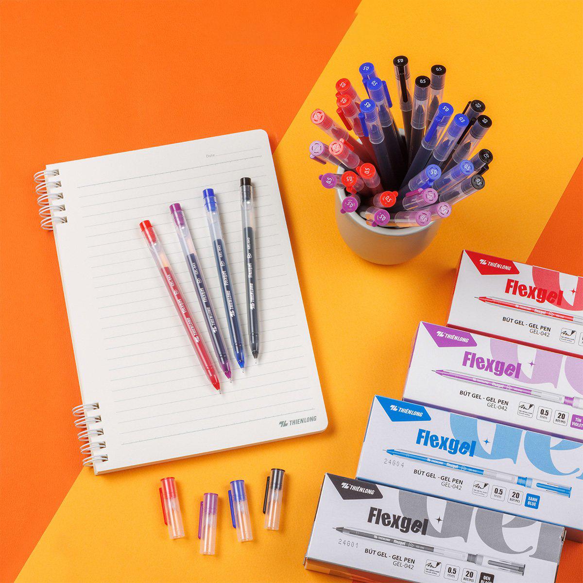 Hộp 20 Bút Gel Flexgel 0.5 mm - Thiên Long GEL-042 - Mực Tím