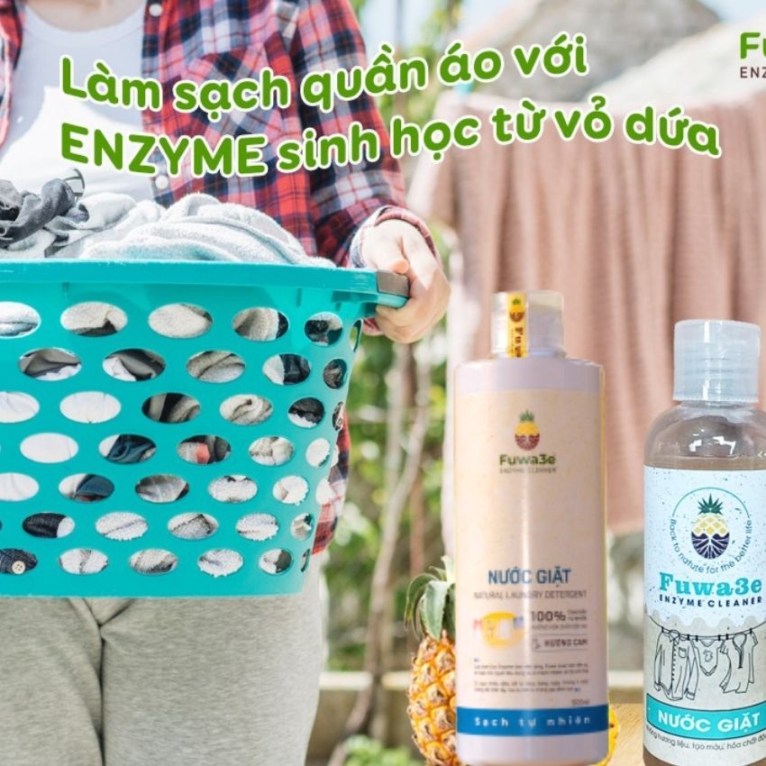 Nước giặt Fuwa3e hữu cơ organic từ chế phẩm Enzyme sinh học 500L an toàn cho bé, hương thơm mùi cam