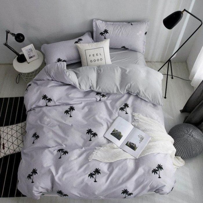 Bộ chăn ga gối Cotton cao cấp 1m6x2m hoọa tiết cây dừa