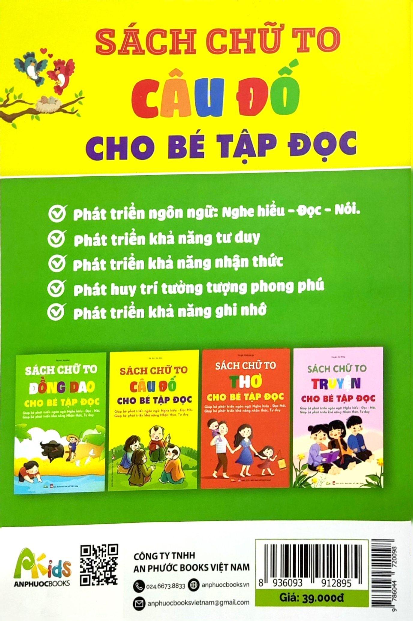 Sách Chữ To Truyện Câu Đố Cho Bé Tập Đọc