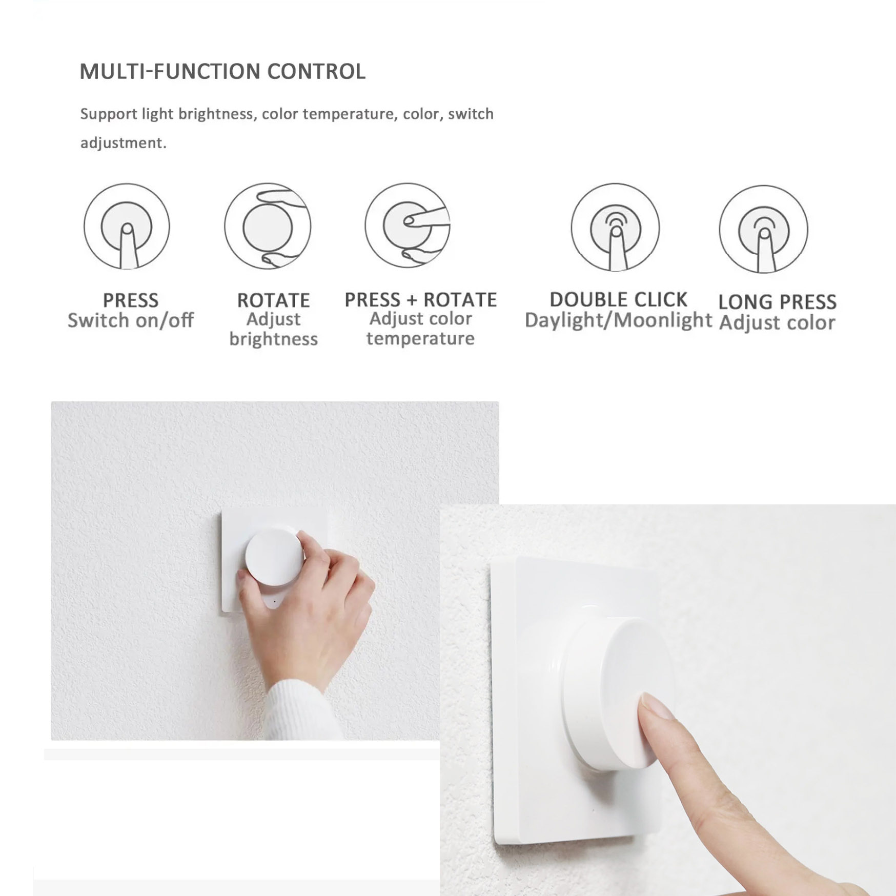 Hình ảnh CÔNG TẮC BLUETOOTH DÁN TƯỜNG KHÔNG DÂY THÔNG MINH XIAOMI YEELIGHT – TUỲ CHỈNH ĐỘ SÁNG NHIỆT ĐỘ MÀU – BẢN QUỐC TẾ