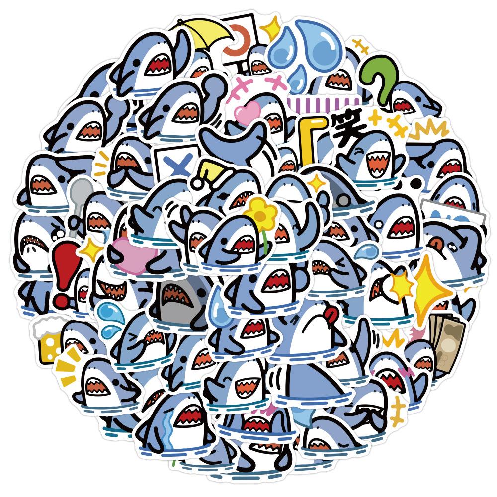 Sticker CÁ MẬP hoạt hình cute trang trí mũ bảo hiểm,guitar,ukulele,điện thoại,sổ tay,laptop