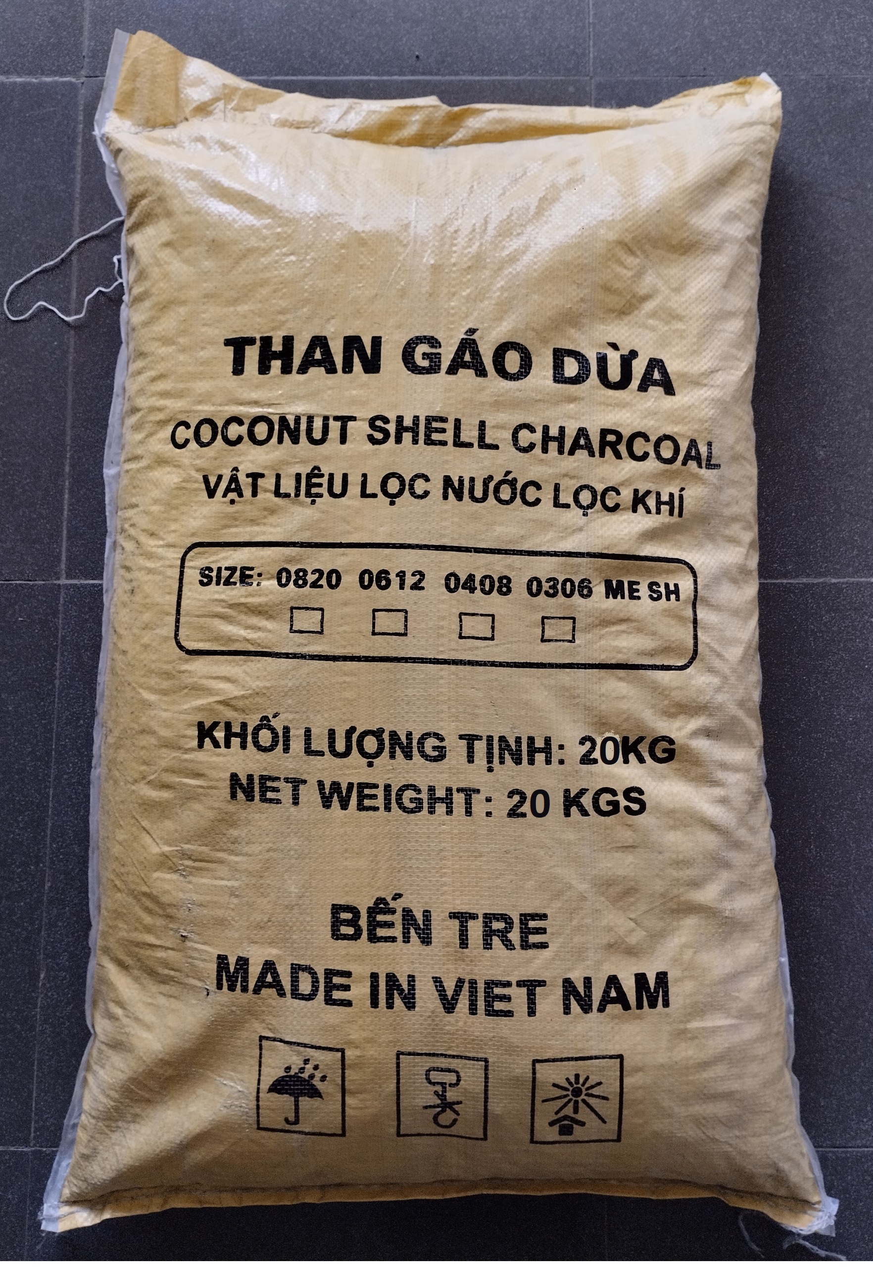 Bao 25kg than hoạt tính GÁO DỪA, than lọc nước, lọc khí.