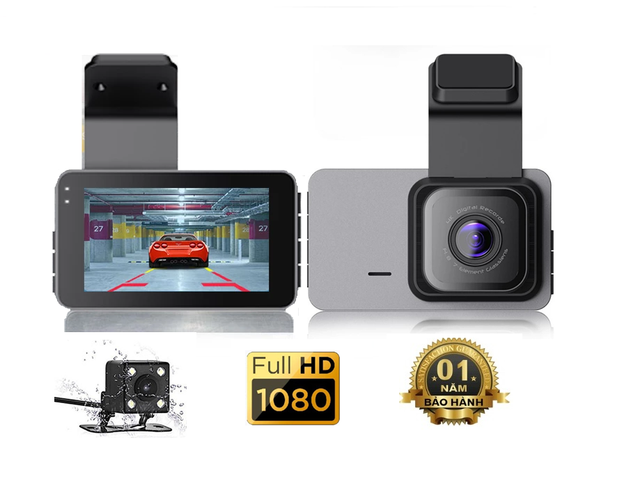 Camera hành trình ô tô A13 PRO FHD 1080P Siêu nét -Góc rộng 170 độ - Màn hình 3 inch -Tặng kèm camera lùi