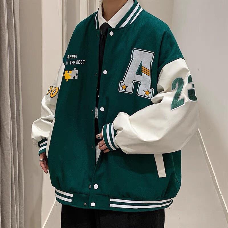 VARSITY JACKET BOMBER CHỮ A - BOMBER NỈ LÓT BÔNG THÊU HÌNH CHỮ A