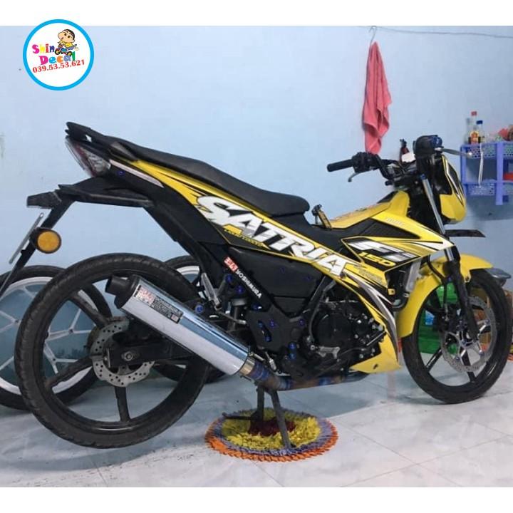 Tem xe satria fi sấm sét dán xe vàng