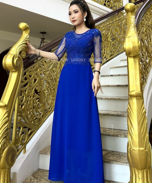 Đầm Dạ Hội Trung Niên Dự Tiệc Sang Trọng Xanh Coban Charmaine Dress