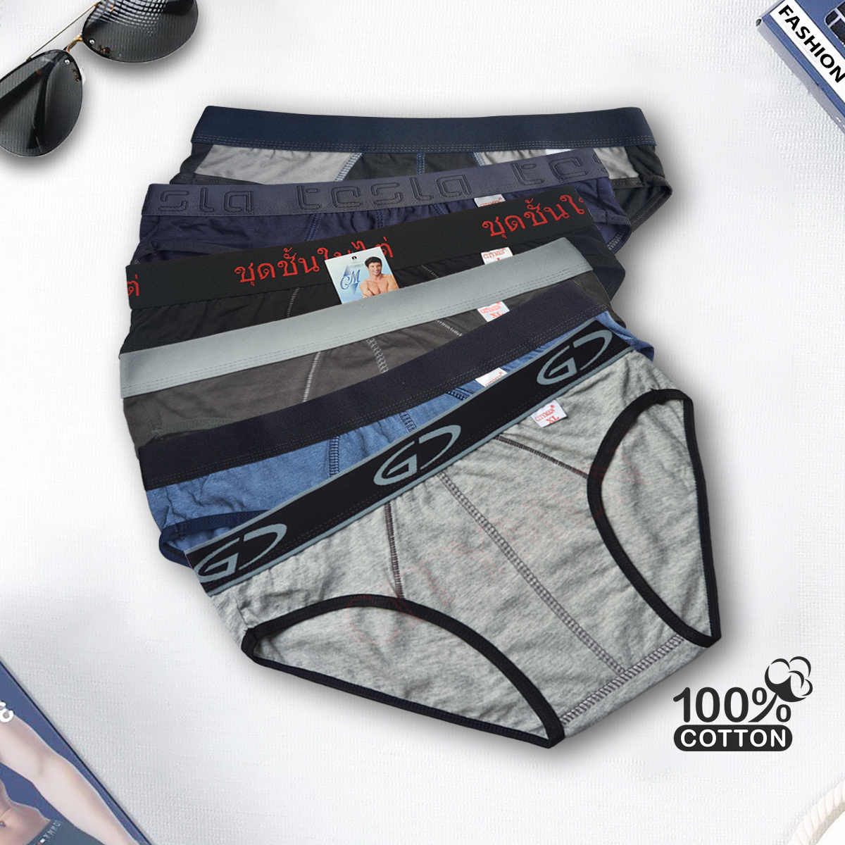 Combo 5 Quần Lót Nam cao cấp, quần xịp sịp nam, quần xì nam, bigsize, nhiều lưng, vải cotton 2 chiều lưng lớn cạp to kiểu brief  tam giác truyền thống đồ lót nam - Giao màu ngẫu nhiên
