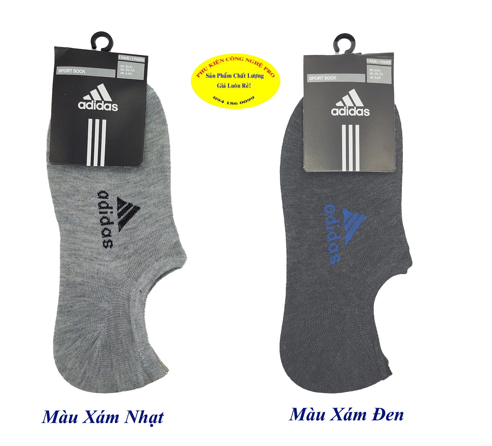 Tất Vớ lười Nam In chữ adidas Chất liệu thun cotton co giãn, Thấm hút mồ hôi, Bảo vệ đôi chân Sport sock