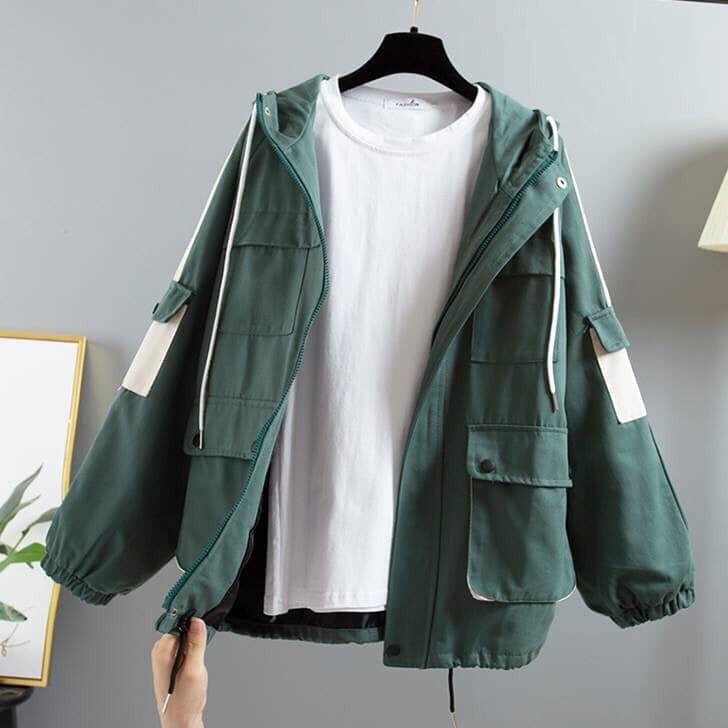 ÁO KHOÁC KAKI- ÁO BOMBER JACKET PHỐI 6 TÚI