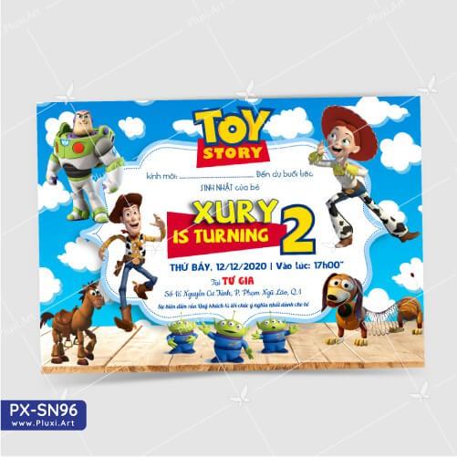 Thiệp thôi nôi – sinh nhật Câu chuyện đồ chơi Pluxi
