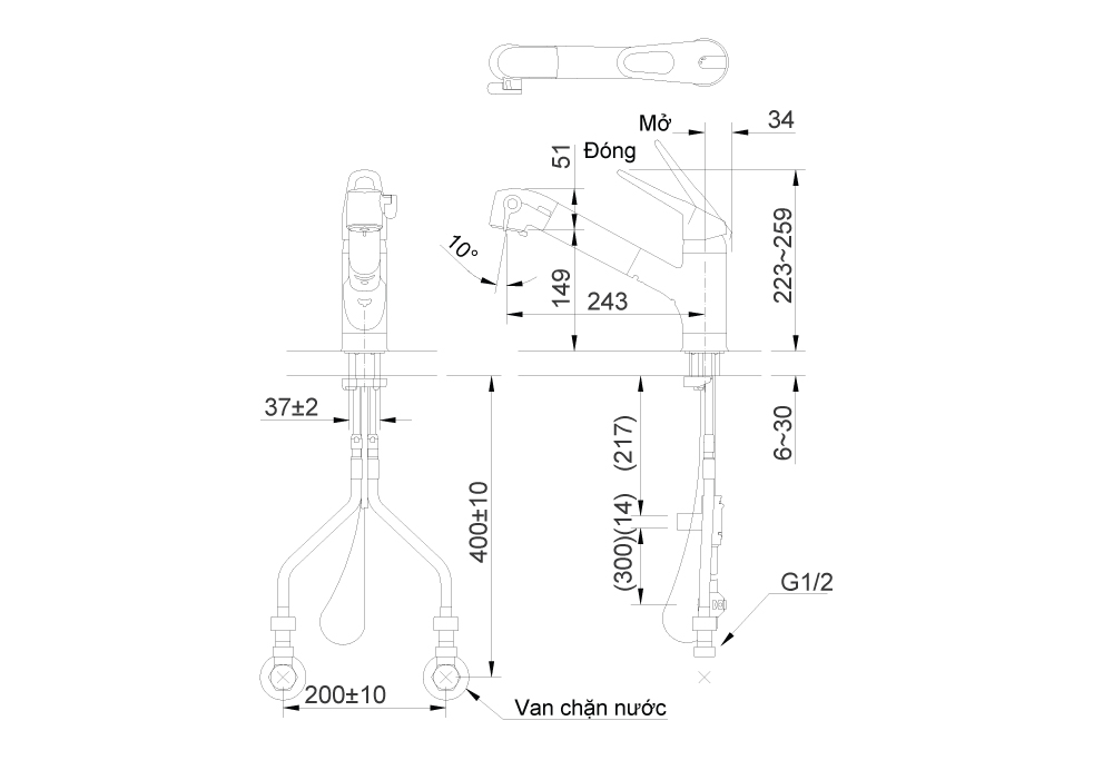 Vòi rửa bát đa năng Inax JF-AB466SYX (JW)