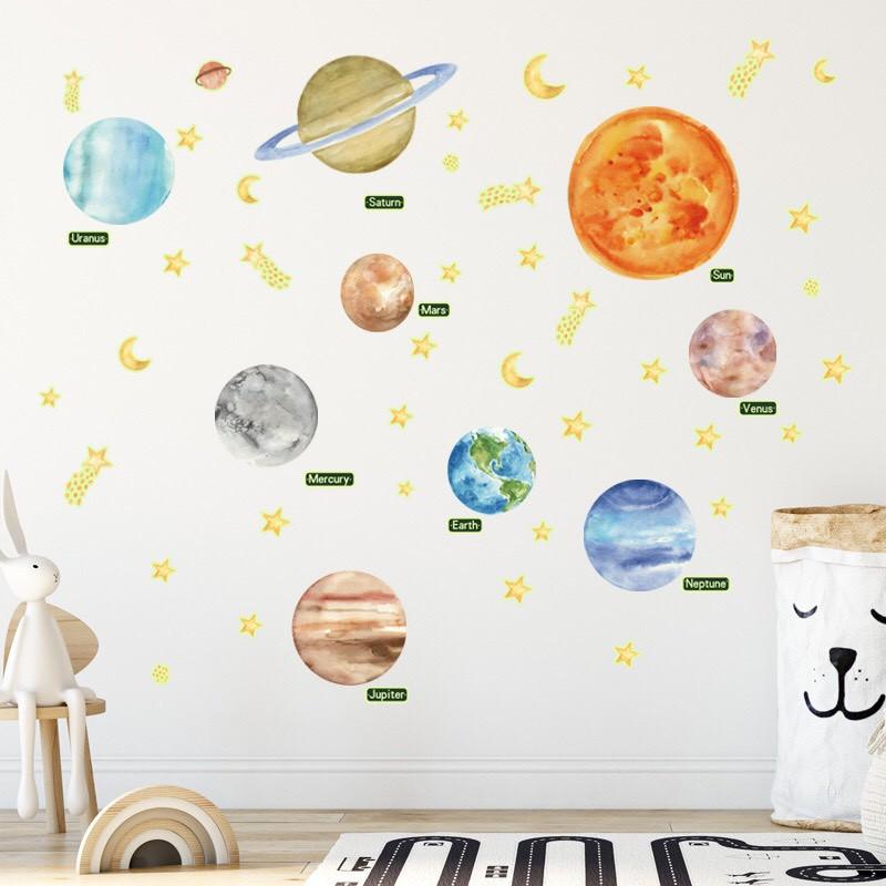 Decal dán tường - Hệ mặt trời _ dạ quang