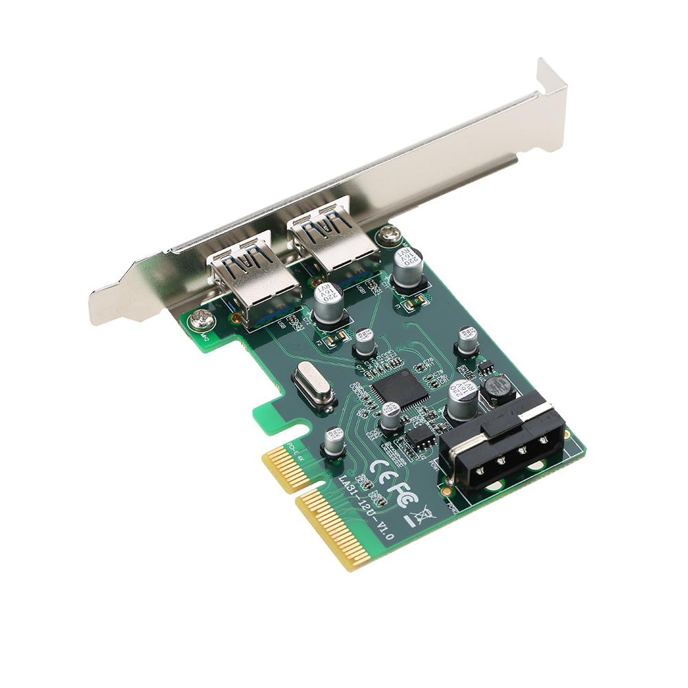 Bộ điều khiển Hub USB 3.1 Siêu tốc 10 Gbps với Big 4Pin PCI-E đến 2 cổng USB 3.1 Loại A