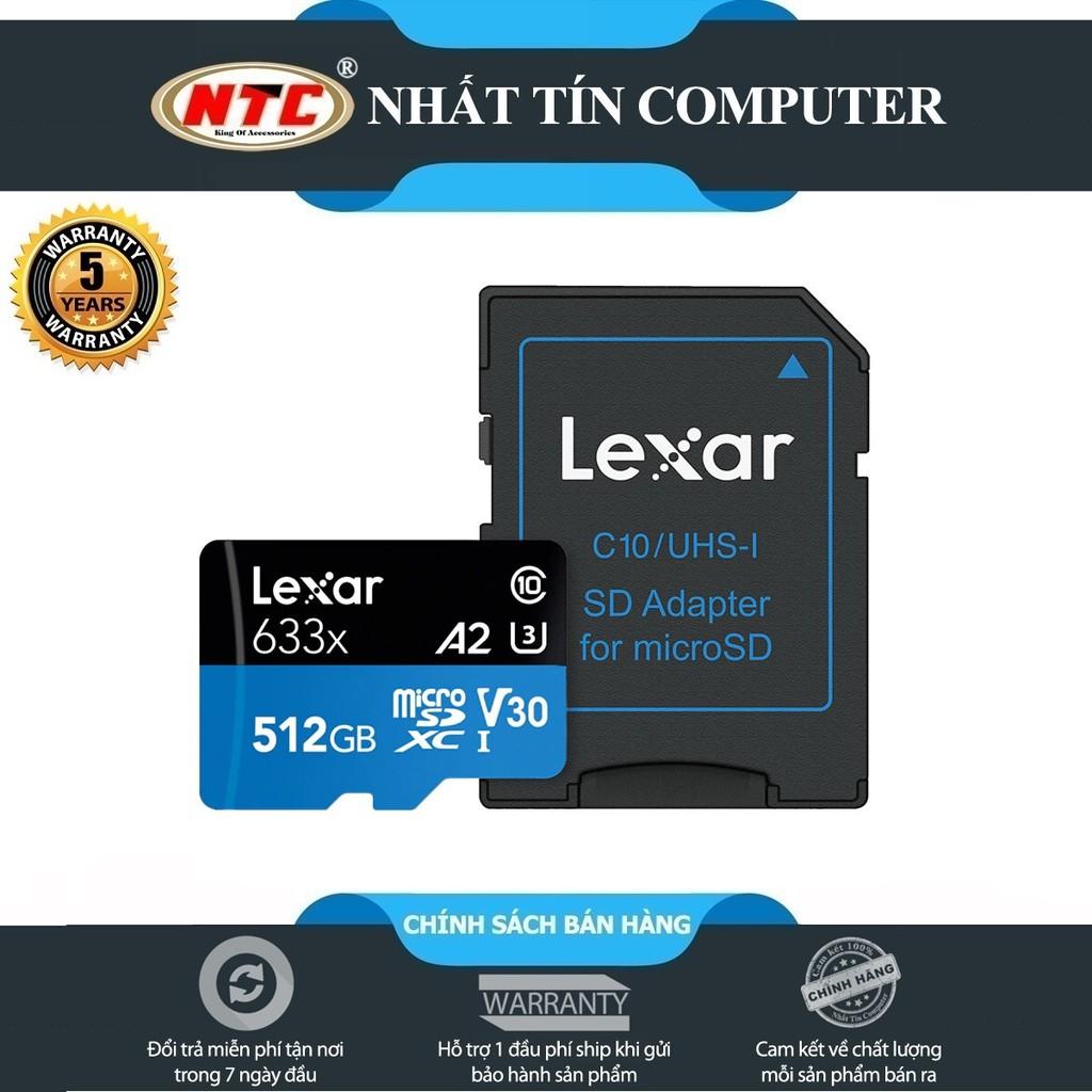 Thẻ Nhớ MicroSDXC Lexar 512GB A2 V30 633x U3 4K 95MB/s - kèm Adapter (Xanh)