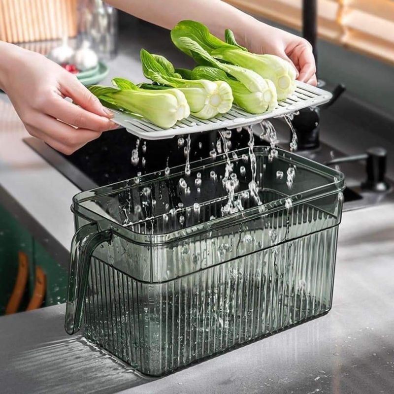 Hộp Đựng Thực Phẩm Tủ Lạnh Tách Nước Có Tay Cầm, Chất Liệu Cao Cấp, Trong Suốt, Đảm Bảo An Toàn Sức Khoẻ