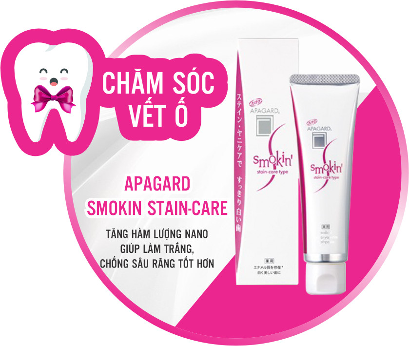 Kem Đánh Răng Tẩy Vết Ố Apagard Smokin Stain-Care Tuýp 50g (Combo 50g Và Set 24ml)