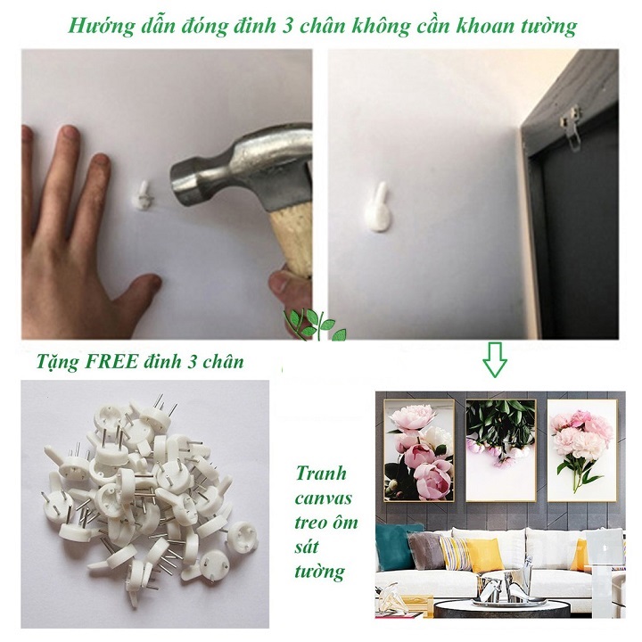 Tranh Treo Tường Canvas Chiếc Lá- Bộ 3 khung tranh treo tường phòng khách phòng ăn CV01