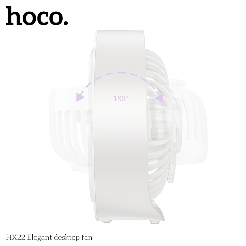 Quạt sạc tích điện/ quạt USB để bàn Hoco HX22 dung lượng pin 1800mAh tích hợp đèn ngủ cổng sạc Type C dùng cho nhà văn phòng tiện lợi_ Hàng chính hãng