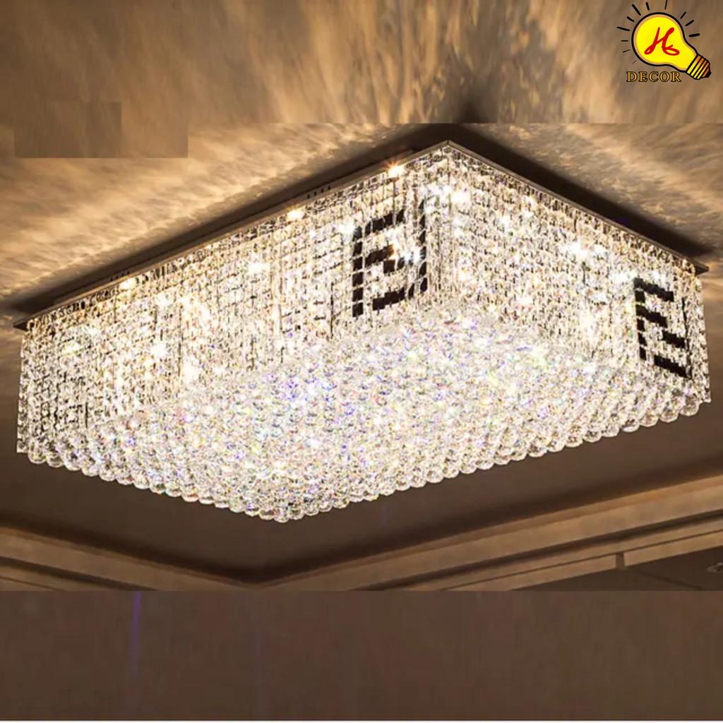Đèn ốp trần pha lêFF phòng khách phòng ngủ HQ - mã PLM02341 - ánh sáng 3 màu tinh tế, không chói mắt HQ DECOR (HÀNG NHẬP KHẨU)