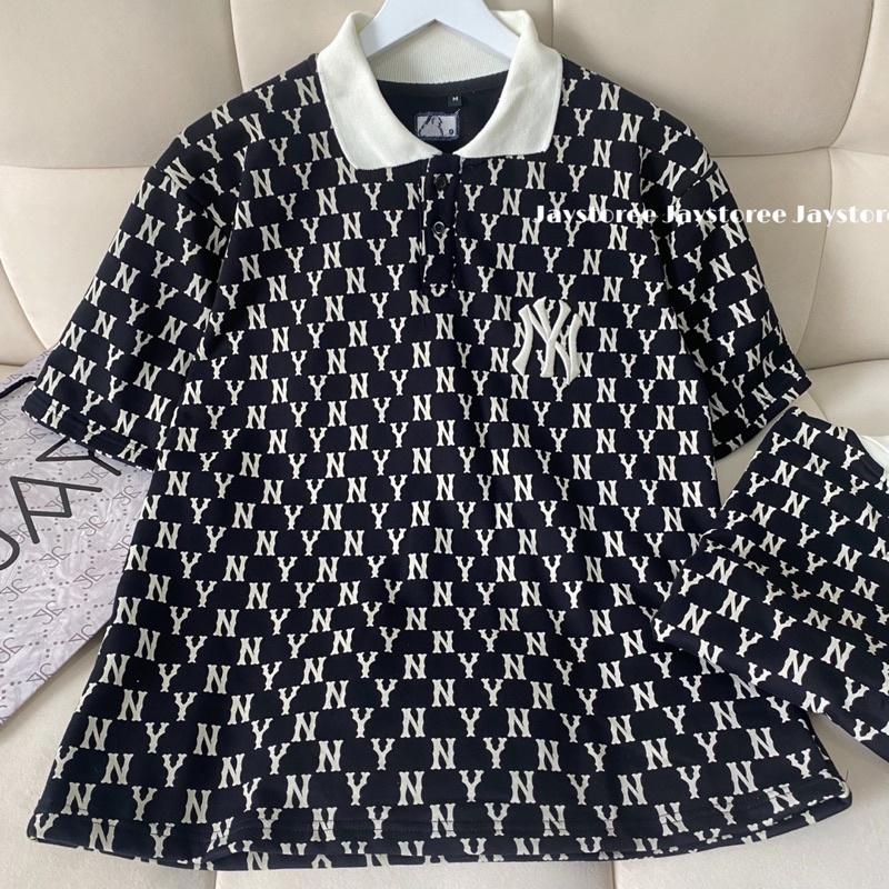 Áo Thun Polo Unisex NY màu ĐEN vải chân cua dày mịn Nam nữ unisex Áo thun có cổ form rộng Jaystoree