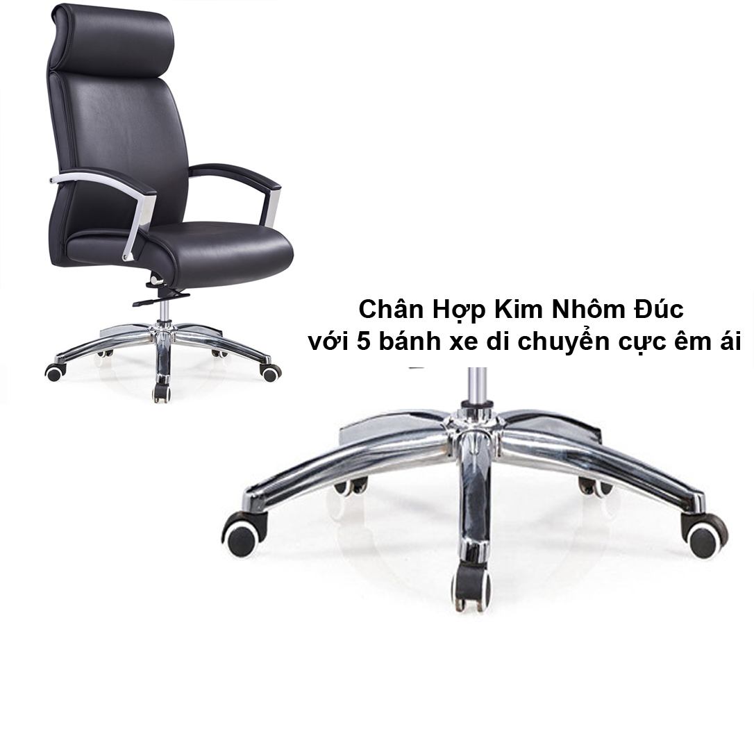 Ghế Văn Phòng Dành Cho Sếp PVC Cao Cấp, Lưng Cao Có Tựa Đầu AZP-275A - Hàng Nhập Khẩu 100%