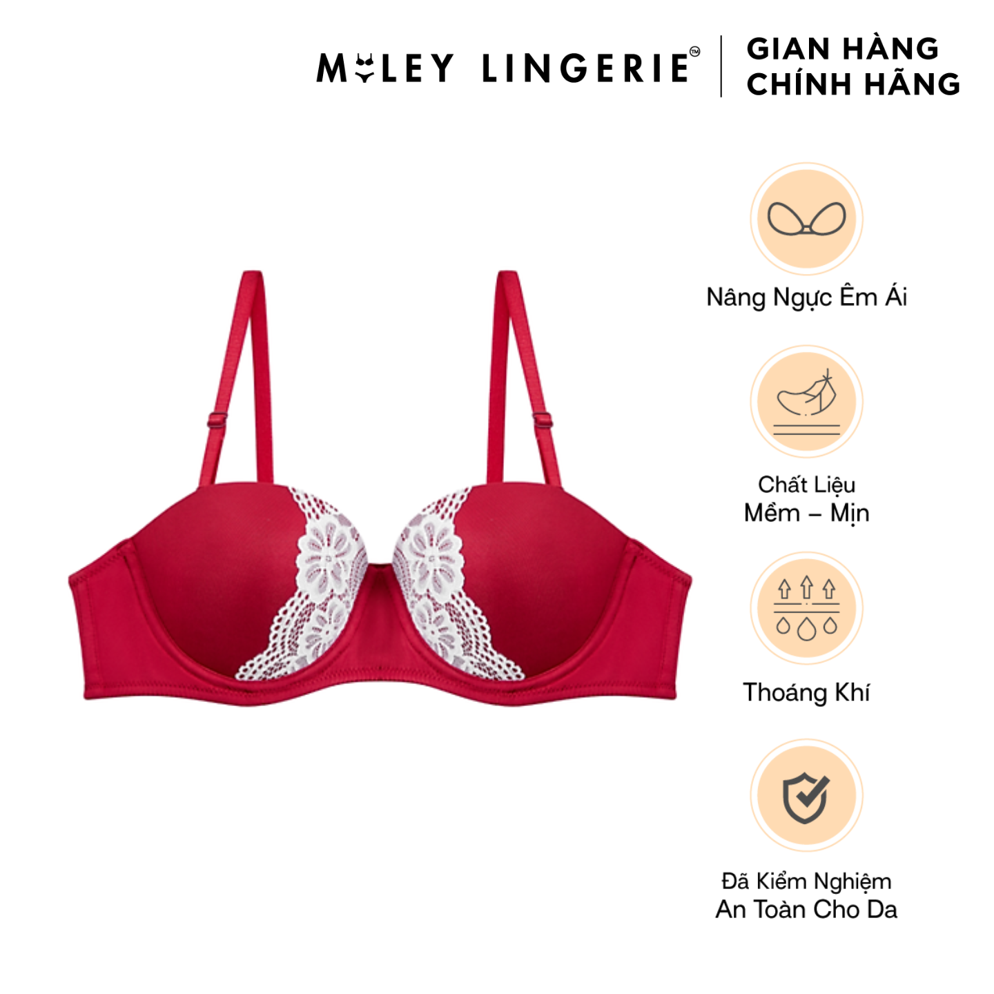 Áo Ngực Cúp Ngang Phối Viền Ren Miley Lingerie BRM04202