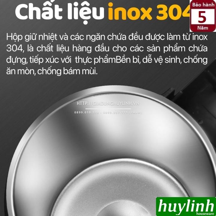 Hộp cơm giữ nhiệt 3 ngăn 2Good HC02 - 2 lít - Tặng túi xách - Kèm Đũa - Thìa - Bảo hành 5 năm - Hàng chính hãng