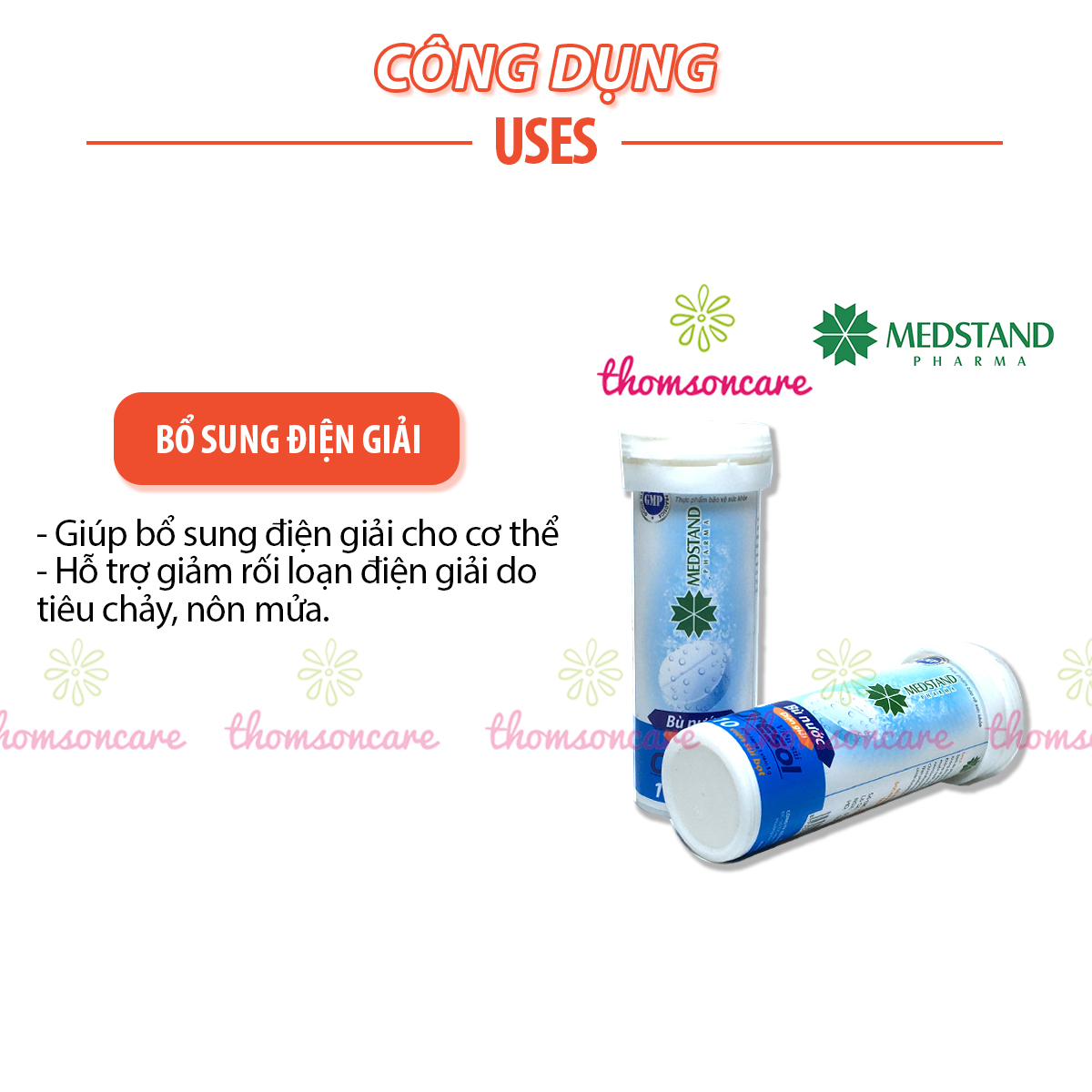 Viên sủi bù nước và chất điện giải Oresol Medstand - Dùng sau khi chơi thể thao, bị sốt, tiêu chảy, nôn mửa