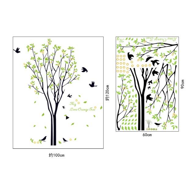 Decal trang trí tường - Cây nhánh mỏng Chim Đen A.H
