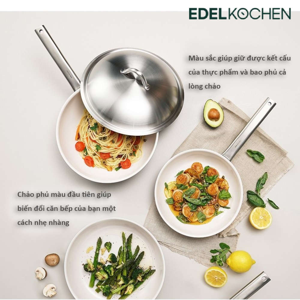 Chảo sâu lòng Inox 304 đúc liền khối Hàn Quốc Easy Prism phủ chống dính Ceramic Oganic 28cm