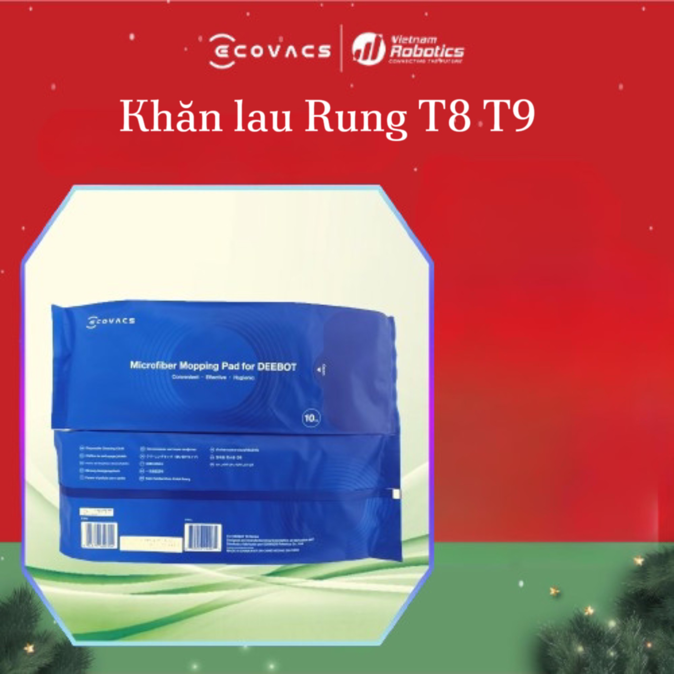 Combo 10 Khăn lau rung T8, T9 - Sử dụng cho Deebot T8, T9 - Hàng chính hãng