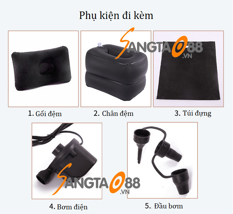 Nệm giường hơi đa năng vải nỉ cao cấp đi dã ngoại, trên ô tô êm ái gấp gọn tiện lợi (Tặng đèn pin bóp tay mini-giao màu ngẫu nhiên)