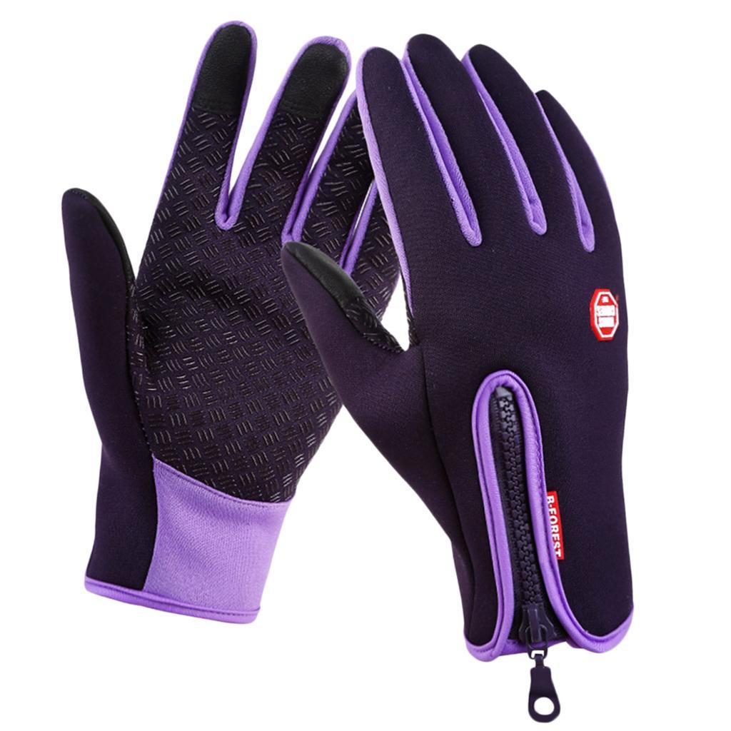 Nylon Windproof Fishing Hunting Cycling Gloves Winter Warm Gloves Purple