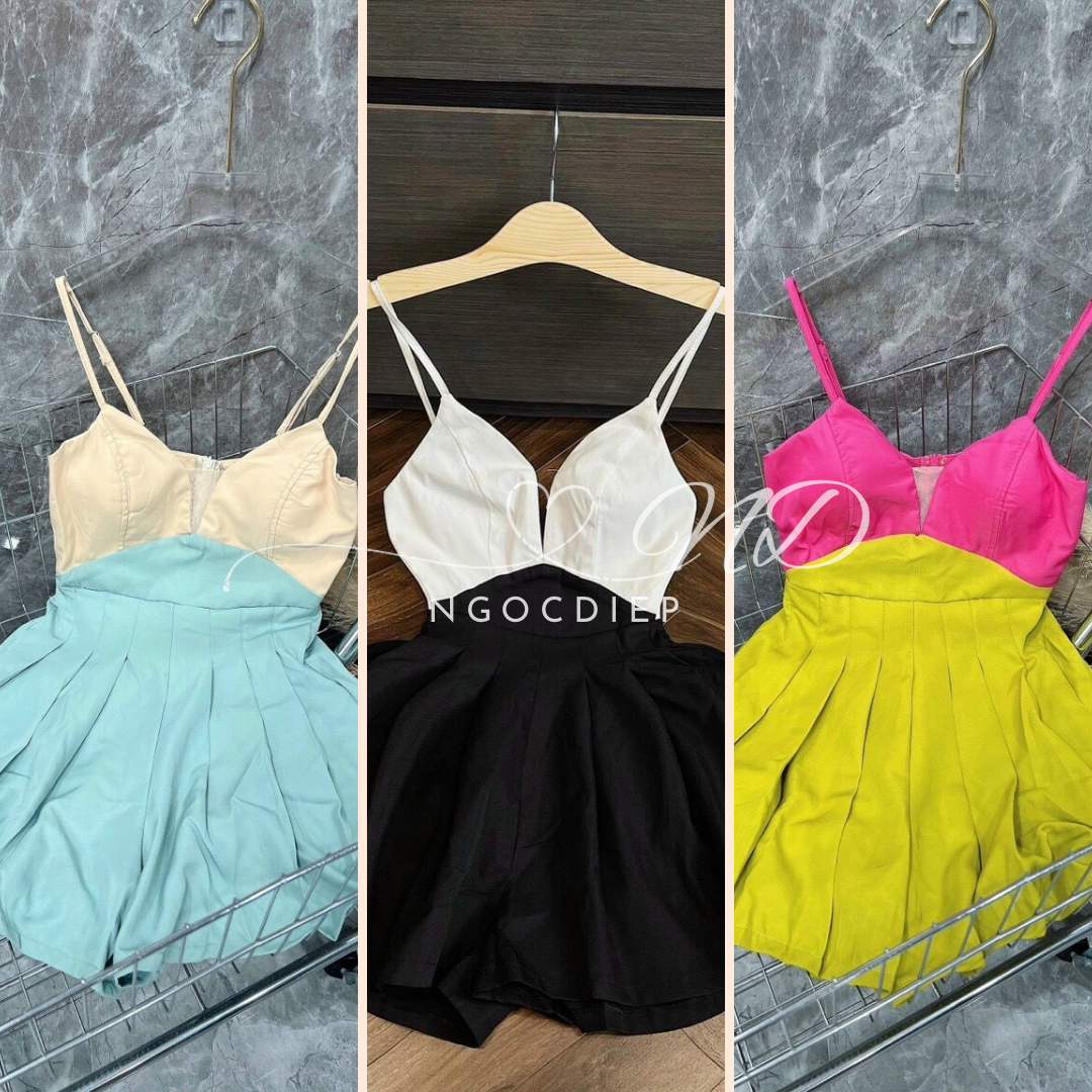 Jumpsuit 2 dây giả váy đầm