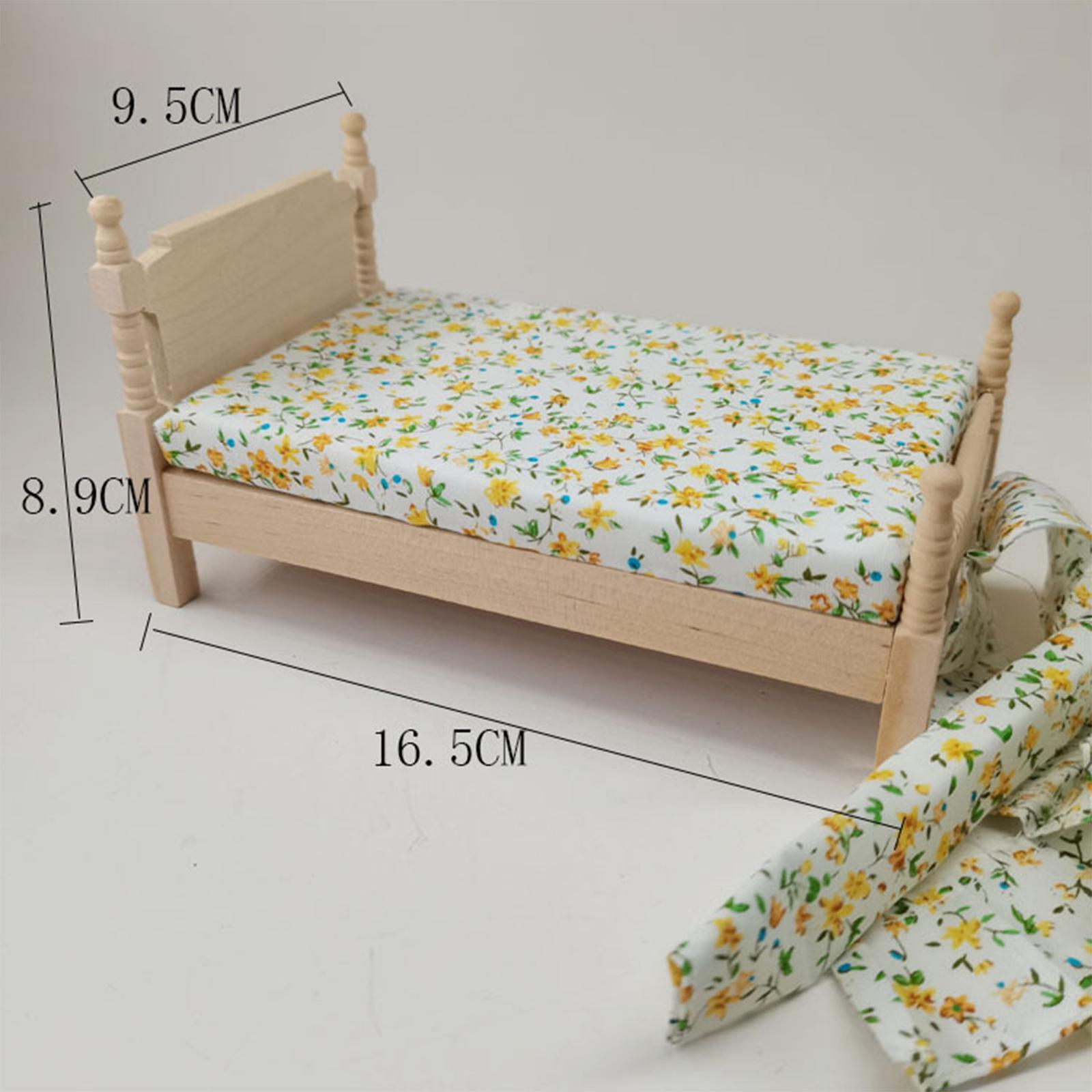 Bed Dollhouse Miniature 1:12 Bedroom Furniture