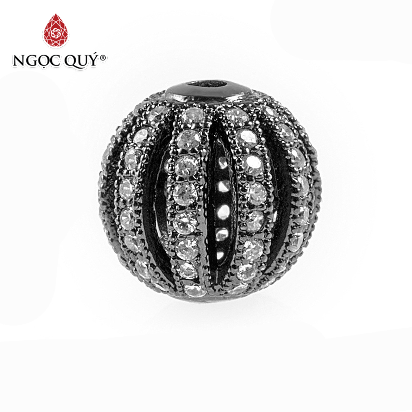 Charm hợp kim đính đá kẻ sọc dưa hấu - Ngọc Quý Gemstones