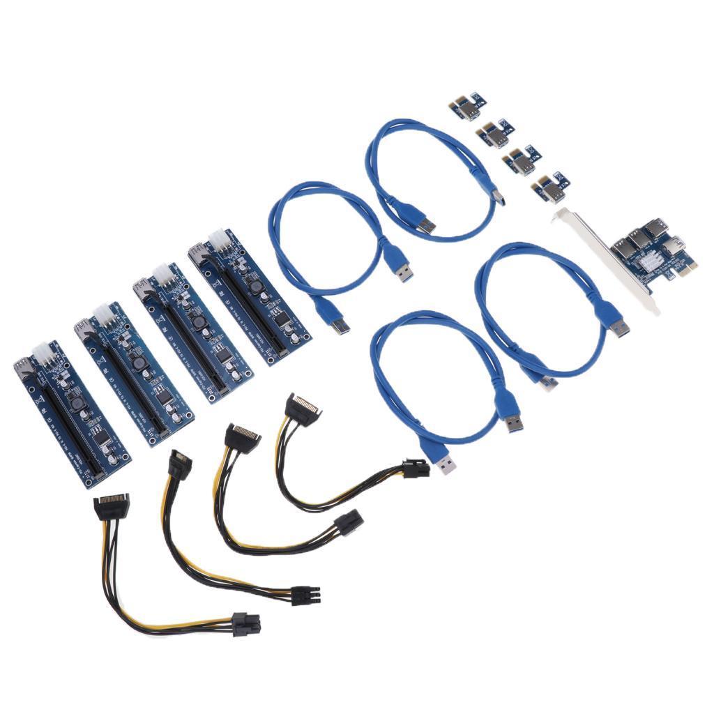 PCIE Riser 1X to 16X Graphics Extension - for GPU Mining Powered Riser Adapter Card, with USB 3.0 Cable, Electrical Main