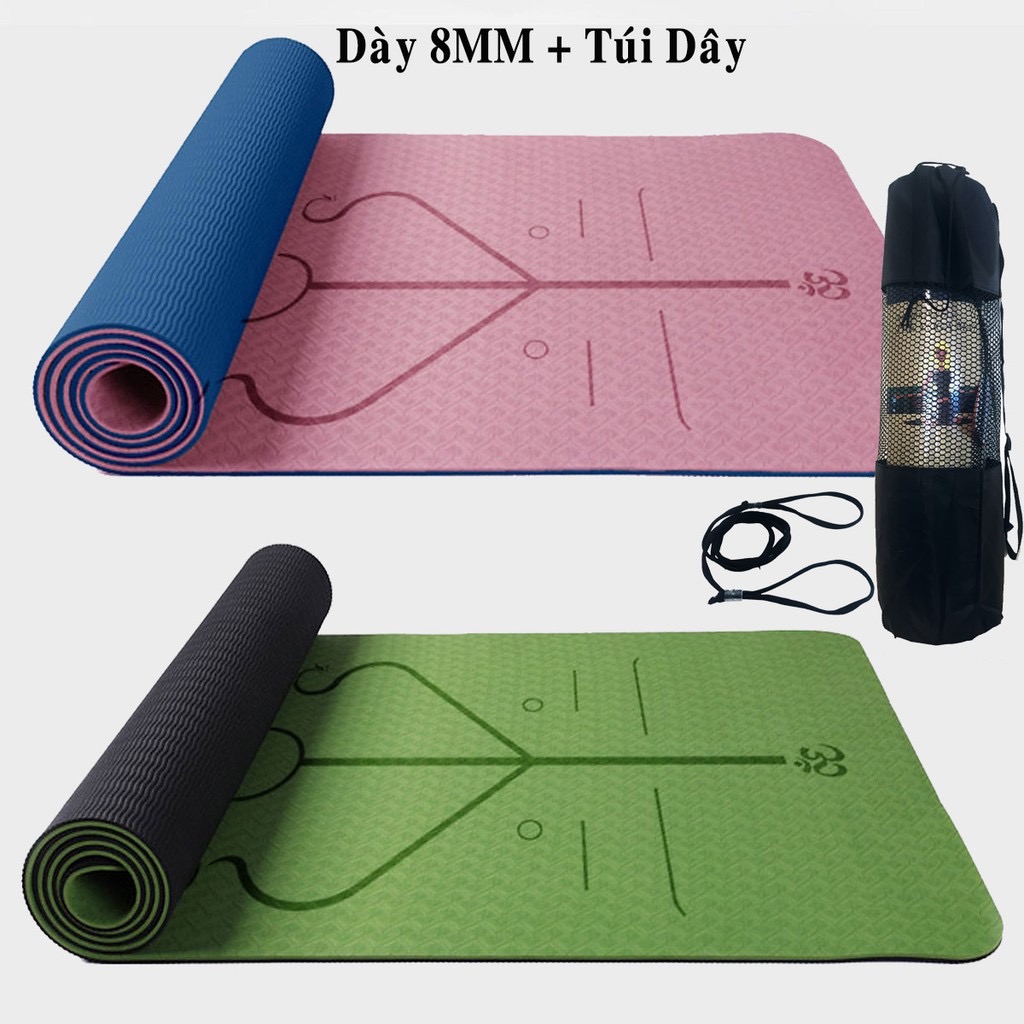 Thảm Tập Yoga Định Tuyến TPE 2 Lớp, Thảm Tập Gym Chống Trượt