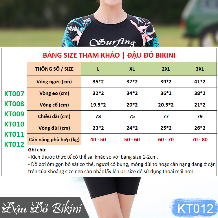 Đồ bơi dài tay cho mẹ và bà, Bikini 3 chi tiết cho tuổi trung niên, quần short lửng rời mix cùng chân váy, chất thun bơi lạnh đẹp | KT012