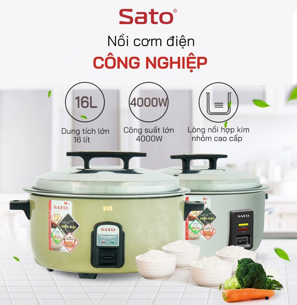 Nồi cơm điện công nghiệp SATO Q16 16 Lít - Miễn phí vận chuyển toàn quốc - Hàng Chính Hãng