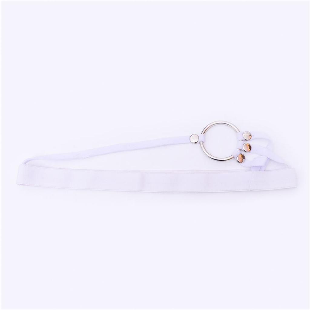 2-3pack Sexy Men's G String Thongs Underwear with Mental O Ring White