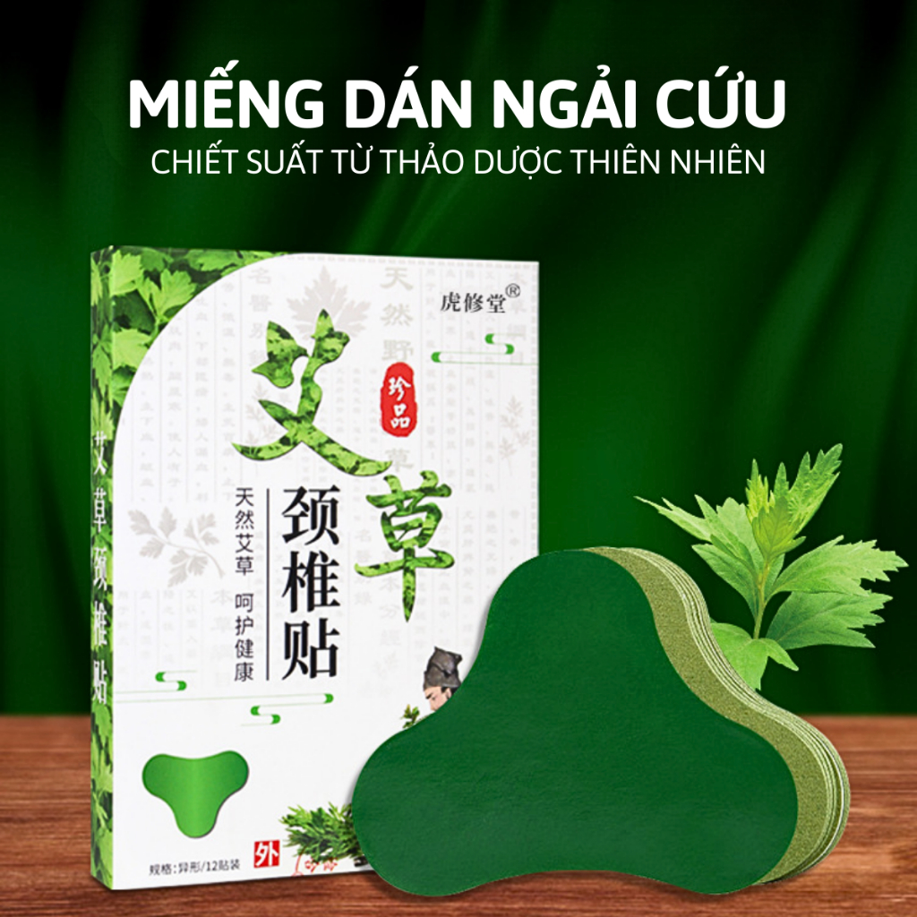 Hộp 12 Miếng Cao Dán Ngải Cứu Xương Khớp Giảm Đau Mỏi Khớp Cổ Vai Gáy Cột Sống Lưng