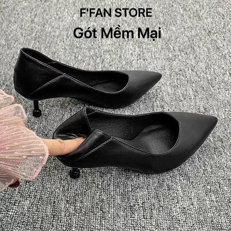 Giày Da Mềm Như Bún - Cao Gót Công Sở Văn Phòng Nữ Vạt Nhọn FFAN STORE