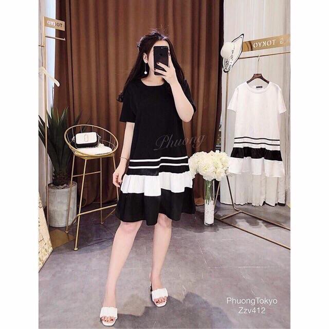 Váy bầu thời trang dáng suông đuôi cá chất cotton mát maternity dress