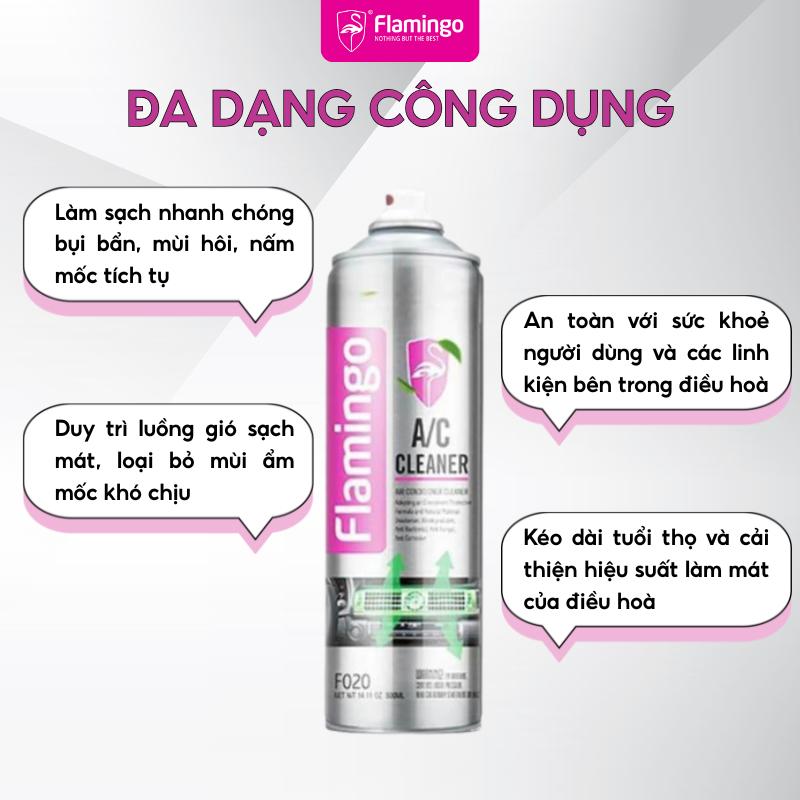 Combo Khử Mùi Làm Thơm F011 &amp; Vệ Sinh Điều Hoà F020 Flamingo Chính Hãng Làm Sạch Chống Nấm Mốc Khoang Lái - Combo F011 &amp; F020